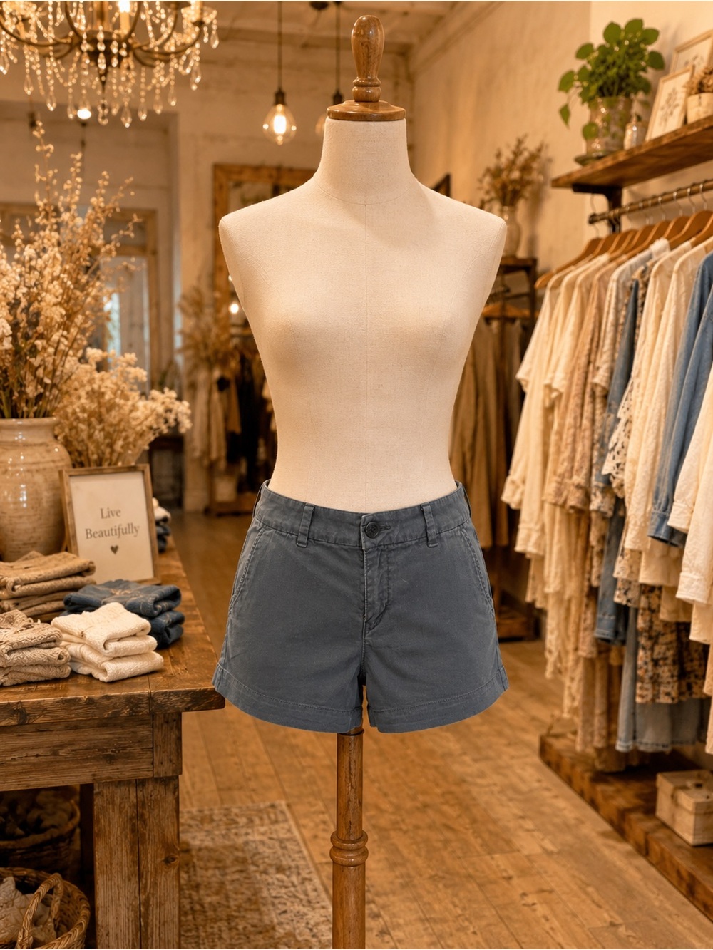 American Eagle Outfitters Slate Gray Cotton Blend Shorts